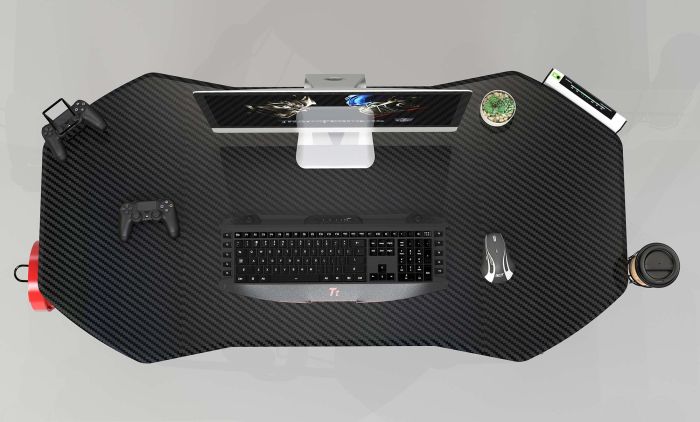 Carbon Fiber PVC & MDF Gaming Table - Black - COOLBABY