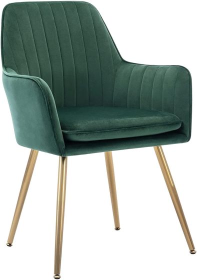 Velvet Dining Chair with Golden Metal Legs - COOLBABY