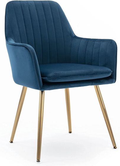 Velvet Dining Chair with Golden Metal Legs - COOLBABY