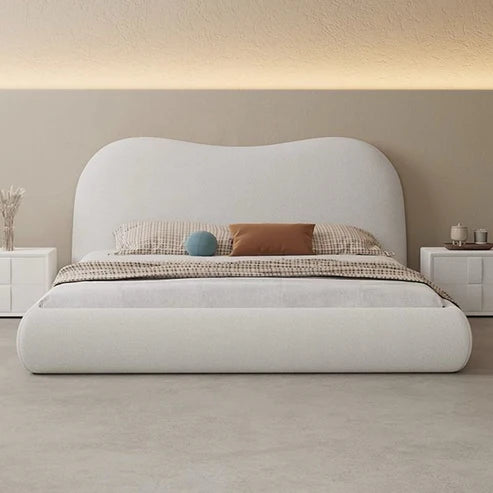 Luxurious Modern Minimalist Bed with Upholstered Fleece Fabric and High-End Headboard - COOLBABY