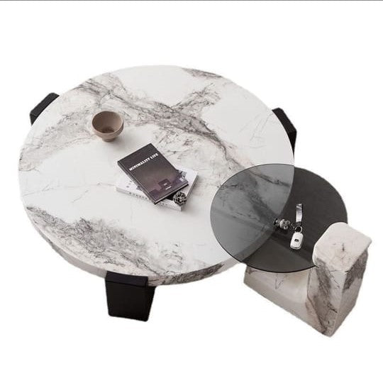 Marble Coffee Table - Black with patterned marble - COOLBABY