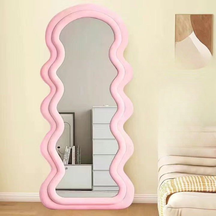 Wavy Frame Mirror, Full Length Wall Standing Mirror - Off-White - COOLBABY