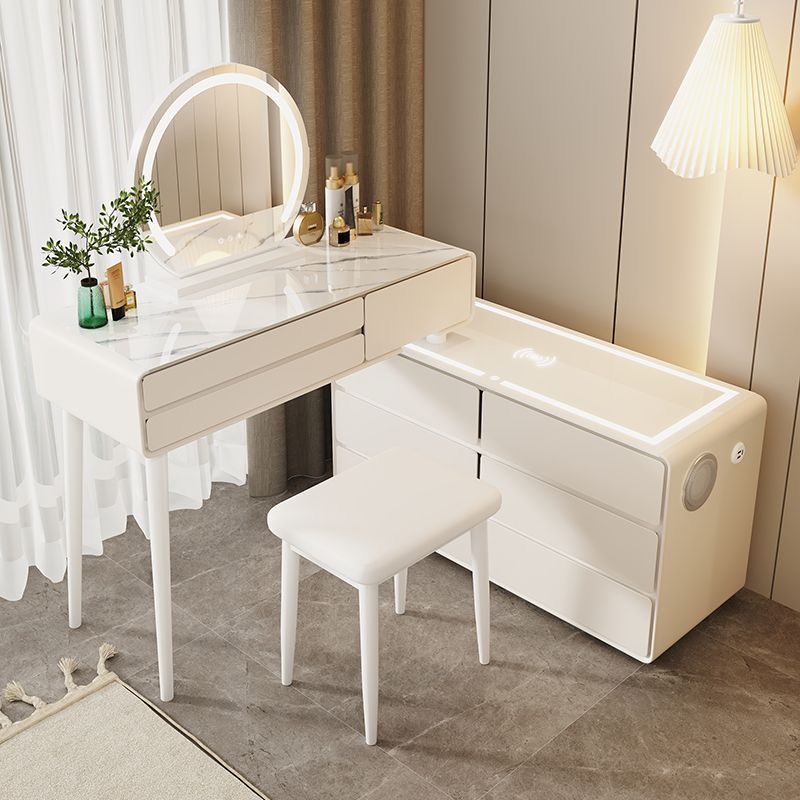 Smart Vanity Dressing Table with LED lighted Makeup Mirror and Smart Side Cabinet - COOLBABY