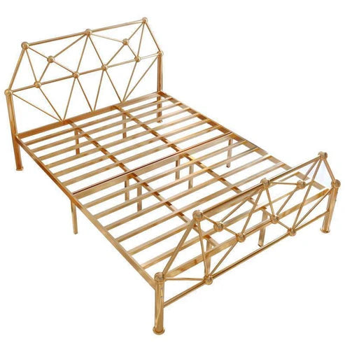 Durable Gold Iron Bed Frame - Elegant Carbon Steel Design for Ultimate Comfort - COOLBABY