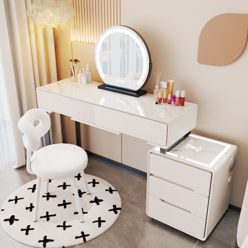 Modern Minimalist Vanity Dressing Table Set with Mirror and Chair - Spacious Storage - COOLBABY