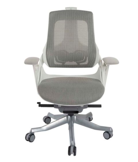 Executive Medium Back Height Ergonomic Mesh Chair, Office Conference Mesh Chairs With Adjustable-Backrest Caster Wheels- White - COOLBABY