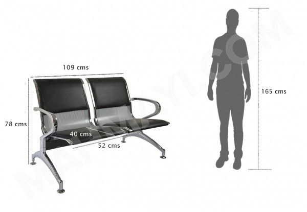 2 Seater Metal Bench, For Large Waiting Areas - COOLBABY