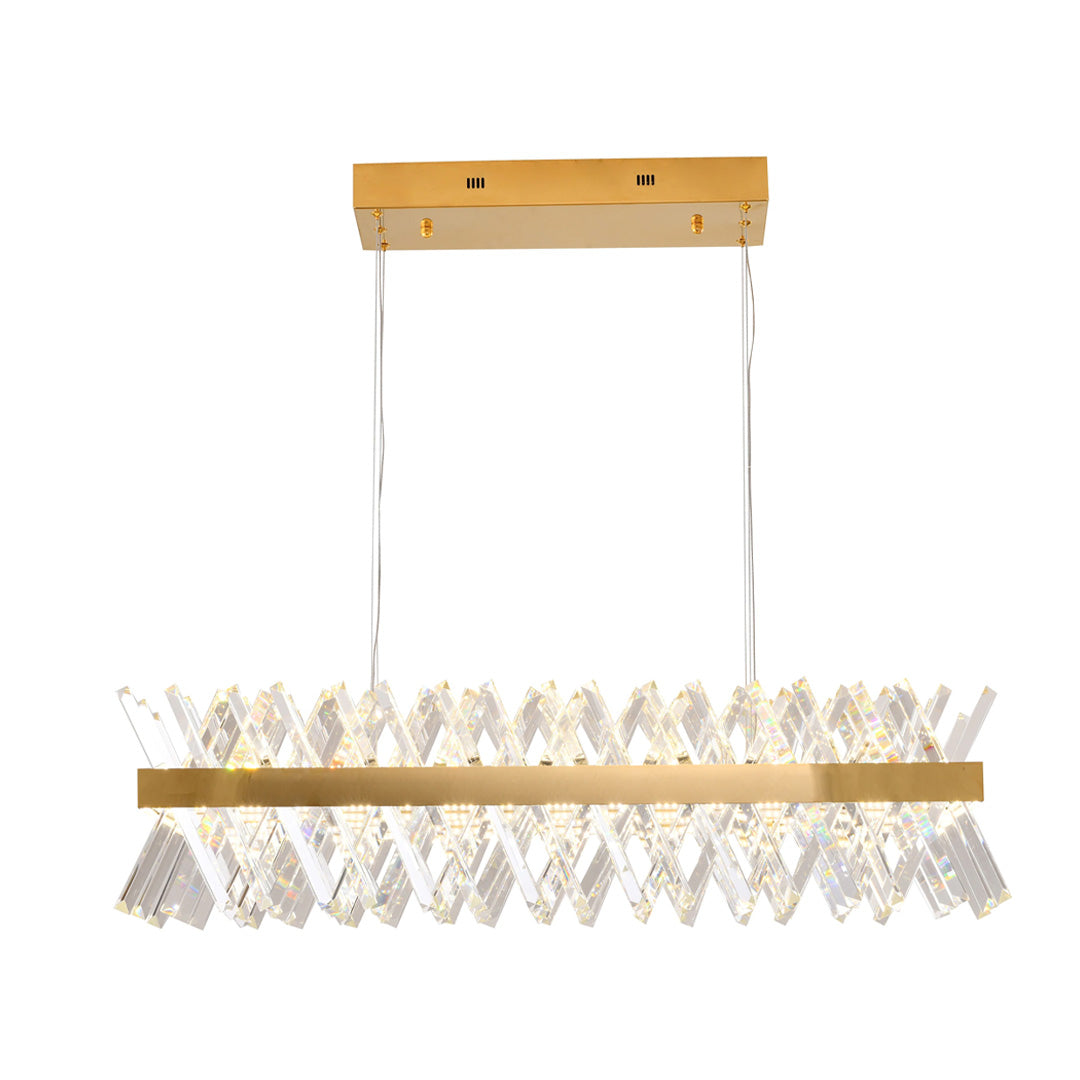 Modern Hanging Light K9 Clear Crystal - Brass