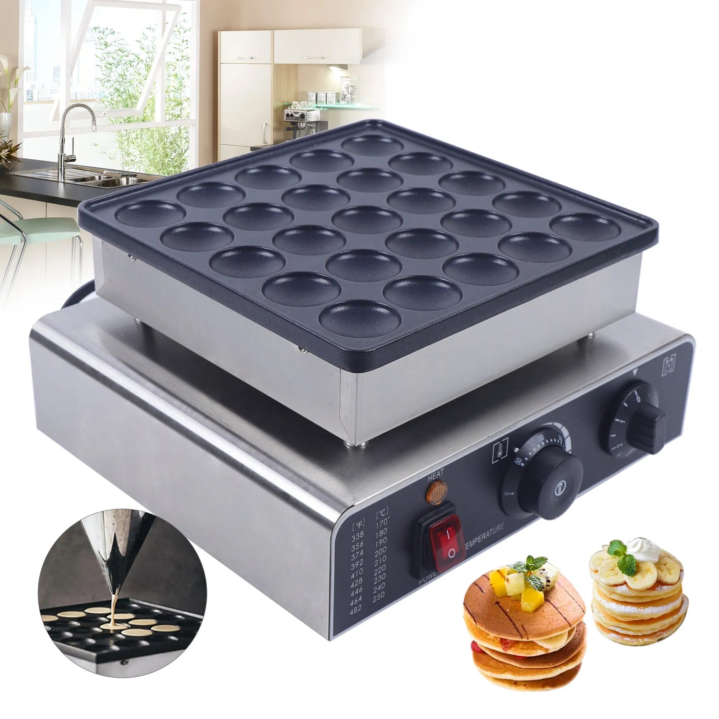 Pancake Machine - Commercial Pancake Baker 25PCS, Waffle Maker Machine - COOLBABY