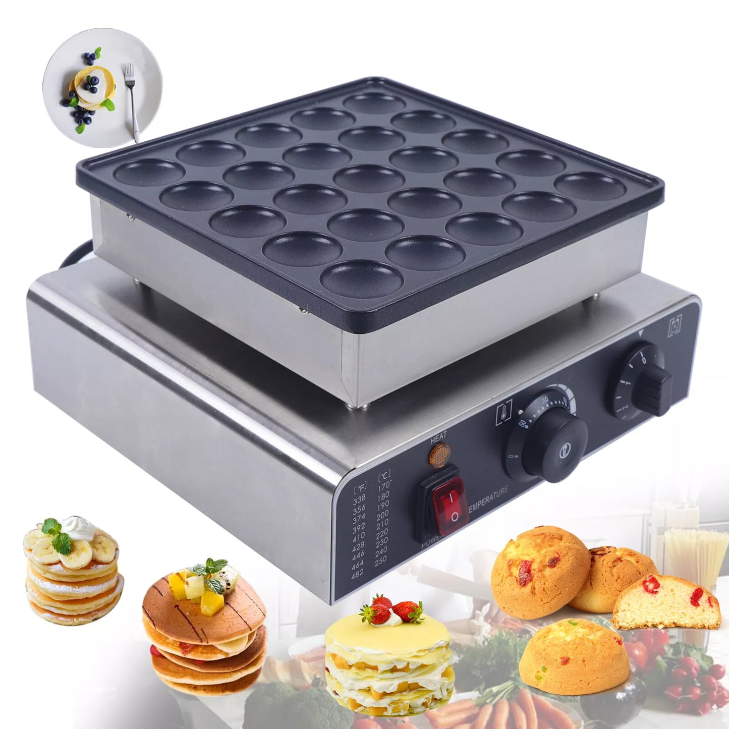 Pancake Machine - Commercial Pancake Baker 25PCS, Waffle Maker Machine - COOLBABY