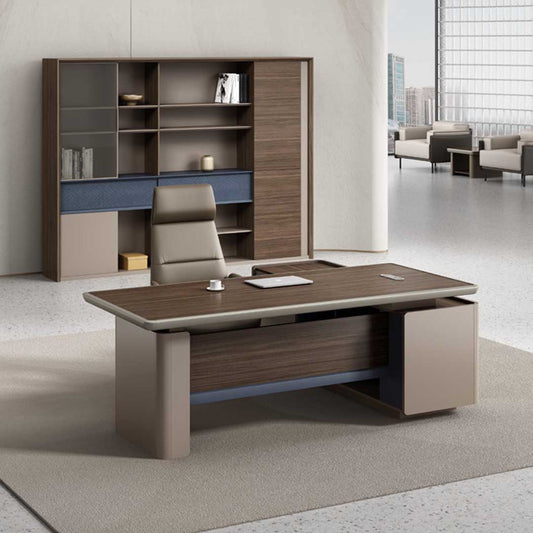 COOLBABY Modern Executive Office Table SB-200 – Sleek Brown Design with Spacious Work Surface - COOLBABY