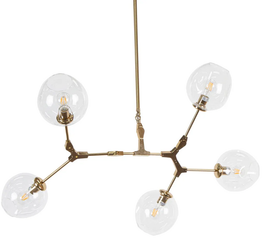 Modern Hanging Light Blair 5 Buds - Gold Matt