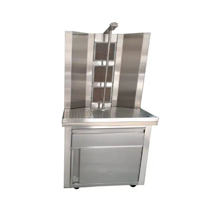 Gas Shawarma Machine Under Cabinet with 4 Wheels | 3 Burner Doner Grill | AISI 304 Stainless Steel | Made in UAE
