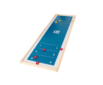 Wooden Shuffleboard Game Board with 8 Playing Pieces | Indoor & Outdoor Dexterity Game