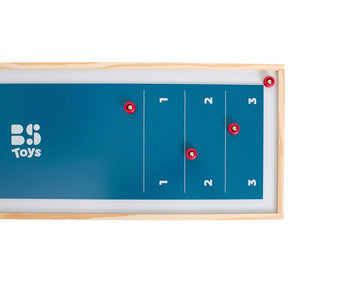 Wooden Shuffleboard Game Board with 8 Playing Pieces | Indoor & Outdoor Dexterity Game
