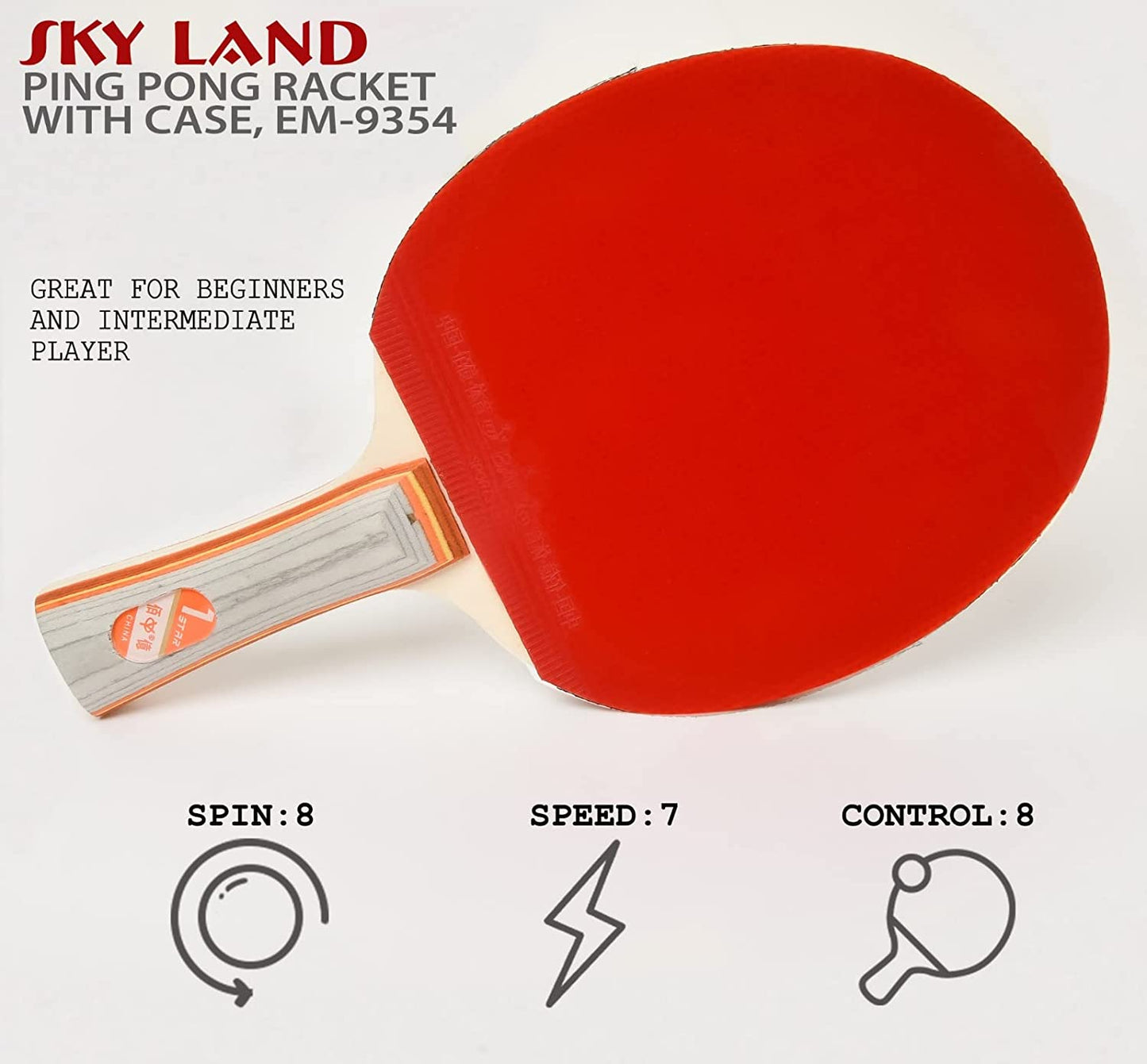 SKY LAND EM-9354 Sports Table Tennis Racket 3.0 |Ping Pong Racket & Case, Professional TT Paddle For Beginners And Intermediate Players - COOLBABY