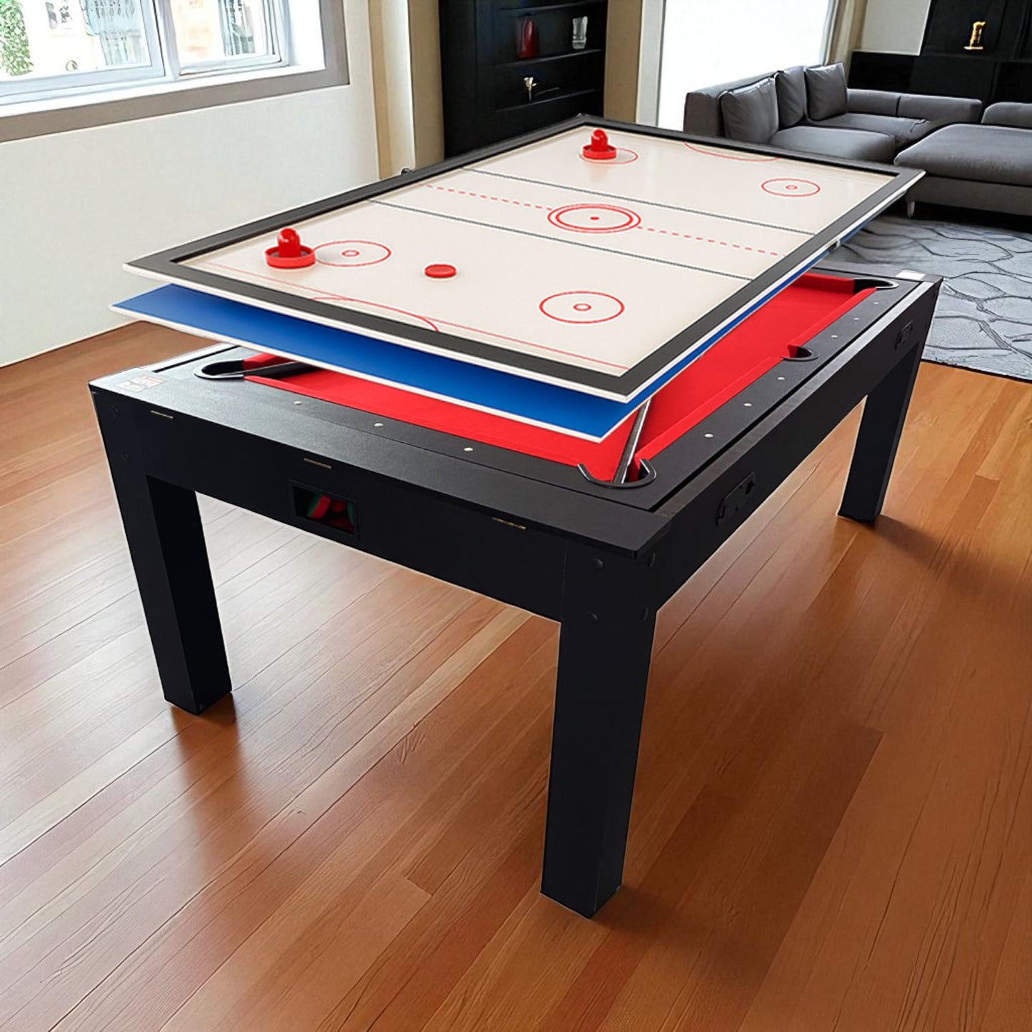 3 in 1 Multi Games Table Rotating Pool Table 7ft With Billiards + Air Hockey + Table Tennis + Dinning Table
