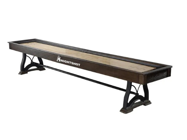 12ft Shuffleboard Table | Solid Oak Wood Charcoal Finish Indoor Game Table