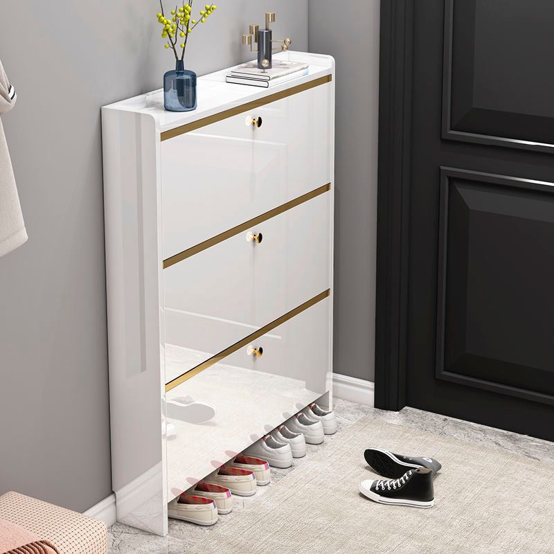 Cabinet Rack Storage Organizer, Wooden Shoe Cabinet and table - White - COOLBABY