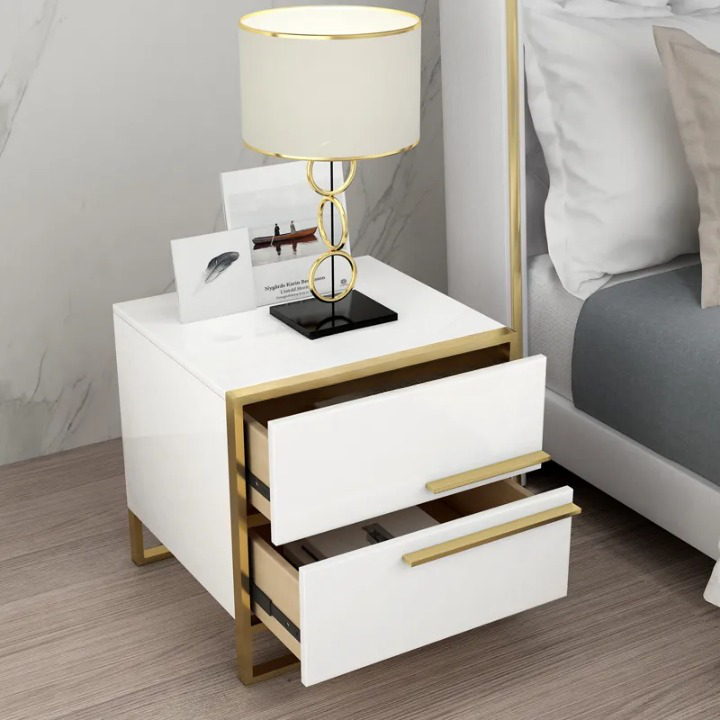 Bedside Table, Solid Wood Nightstand Table Amazing Design, Side Table 50H x 50W cm - WHITE - COOLBABY