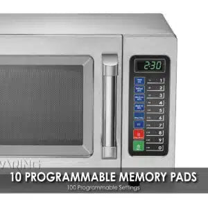 COOLBABY Waring WM090 Medium-Duty Commercial Microwave Oven - 1000W, Stainless Steel - COOLBABY