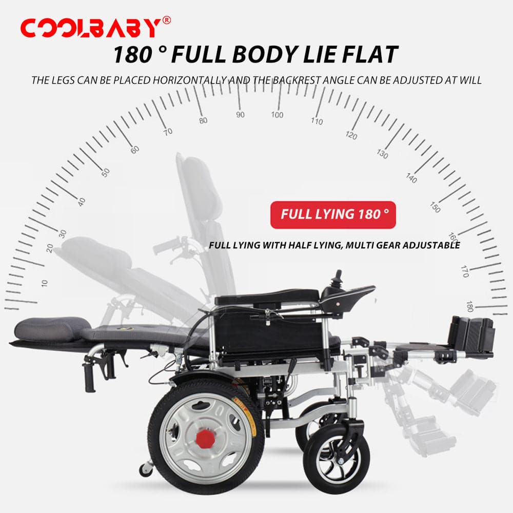 COOLBABY DDLY02: Foldable, Lightweight Electric Wheelchair for Elderly and Disabled, with Intelligent Adjustment and Full-Lying Capability - COOL BABY