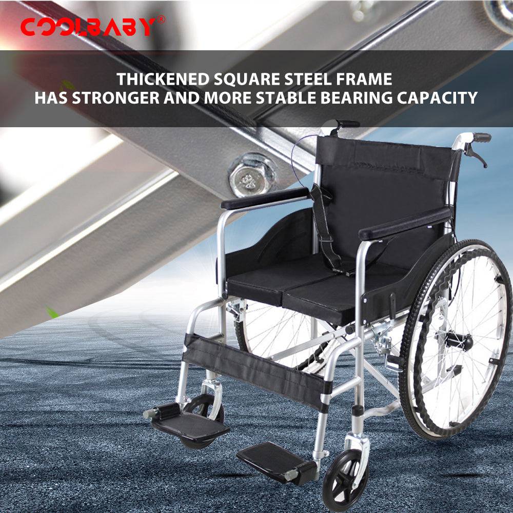 COOLBABY QBLY01: Lightweight Foldable Wheelchair for Elderly with Adjustable Seat Cushion - Enhanced Medline Experience! - COOL BABY