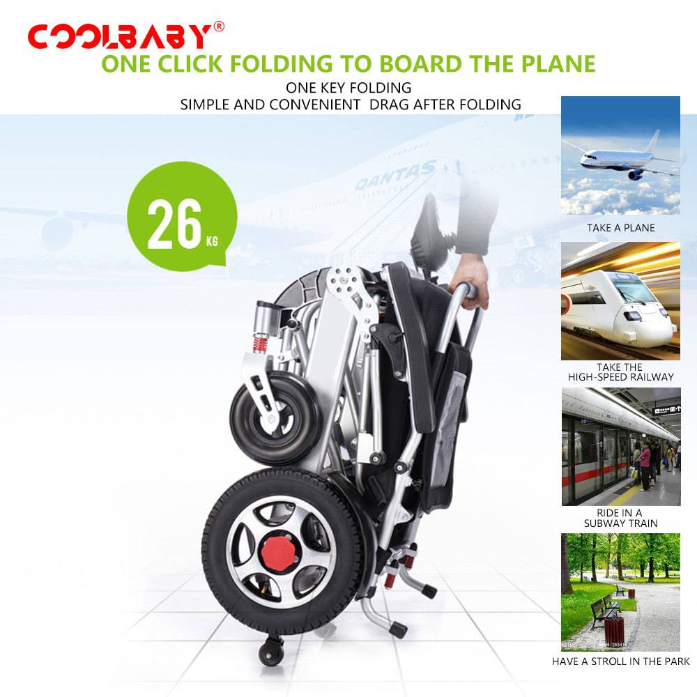 COOLBABY DDLY01: Lightweight Folding Electric Wheelchair with Intelligent Four-wheel Drive for Adult Mobility. - COOL BABY