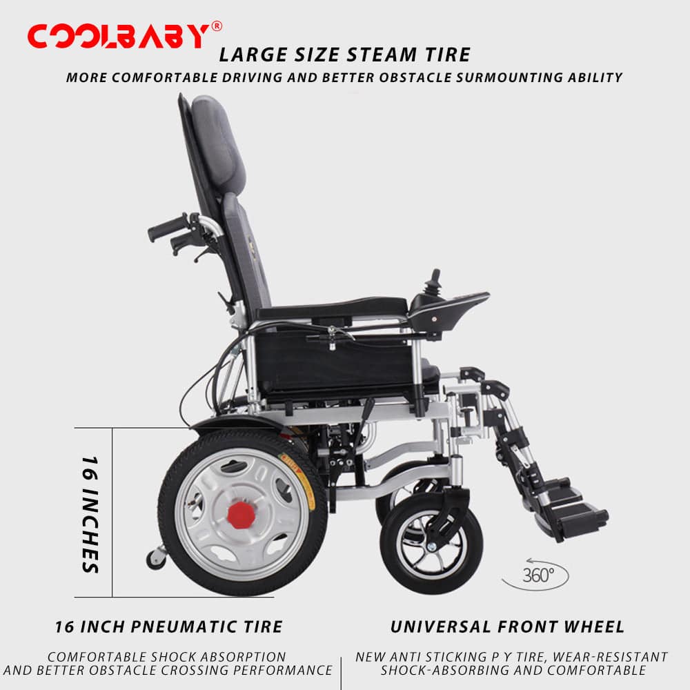 COOLBABY DDLY02: Foldable, Lightweight Electric Wheelchair for Elderly and Disabled, with Intelligent Adjustment and Full-Lying Capability - COOL BABY