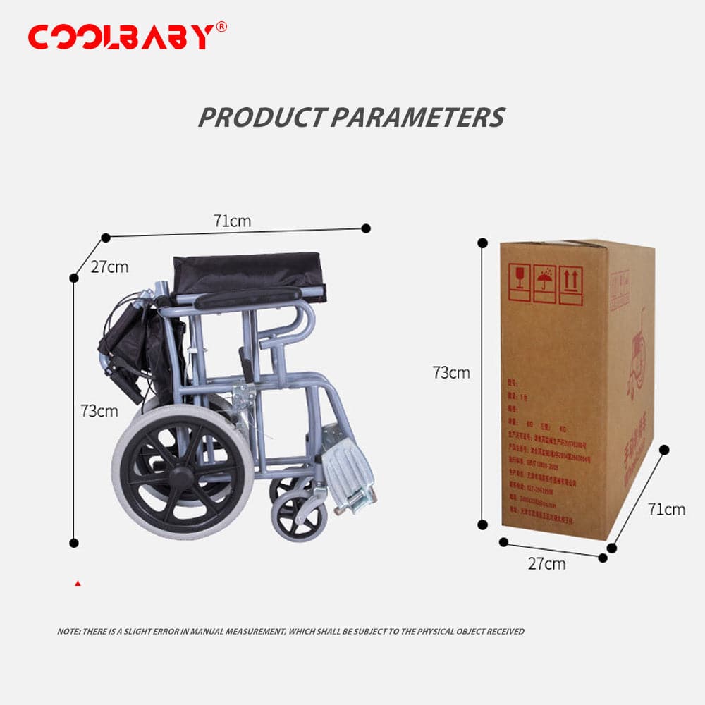 COOLBABY QBLY02: Foldable Lightweight Wheelchair for Elderly and Disabled with Handbrakes - Enhanced Mobility! - COOL BABY