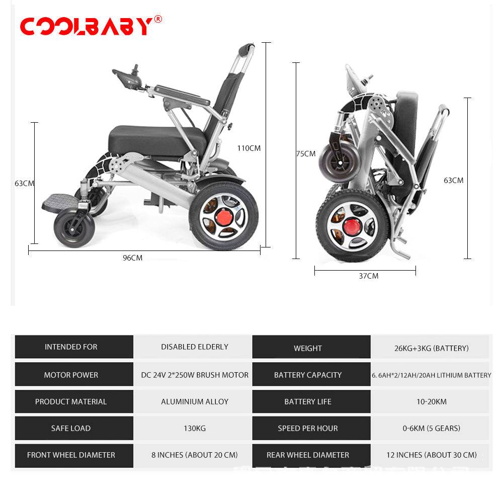 COOLBABY DDLY01: Lightweight Folding Electric Wheelchair with Intelligent Four-wheel Drive for Adult Mobility. - COOL BABY