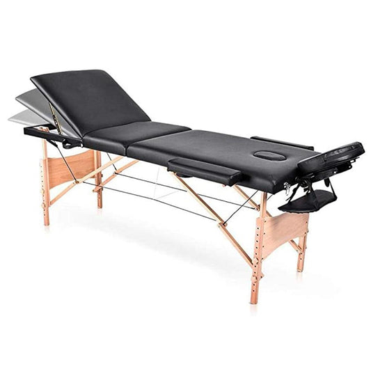 COOLBABY KYBJ-302 Portable Fitness Massage Table Professional Adjustable Folding Bed With 3 Sections Wooden Frame Ergonomic Headrest With Carrying Bag - CoolBabyMass