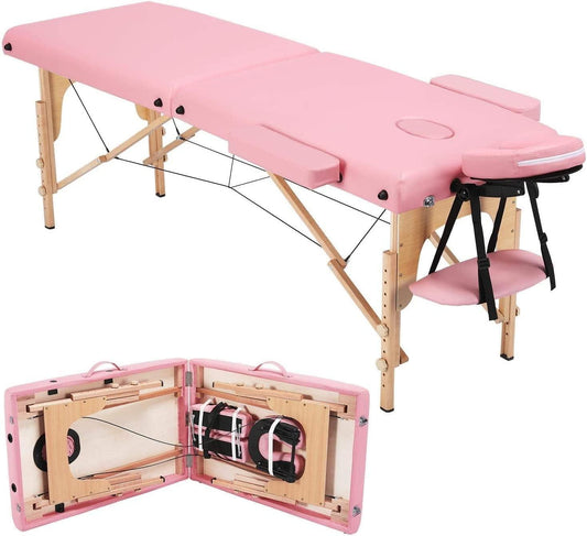 COOLBABY KYBJ-301 Portable Fitness Massage Table Professional Adjustable Folding Bed With 3 Sections Wooden Frame Ergonomic Headrest With Carrying Bag - CoolBabyMass