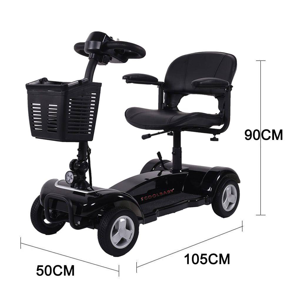 COOLBABY X-01: Portable 4-Wheel Electric Mobility Scooter with Seat for Seniors and Adults - COOL BABY