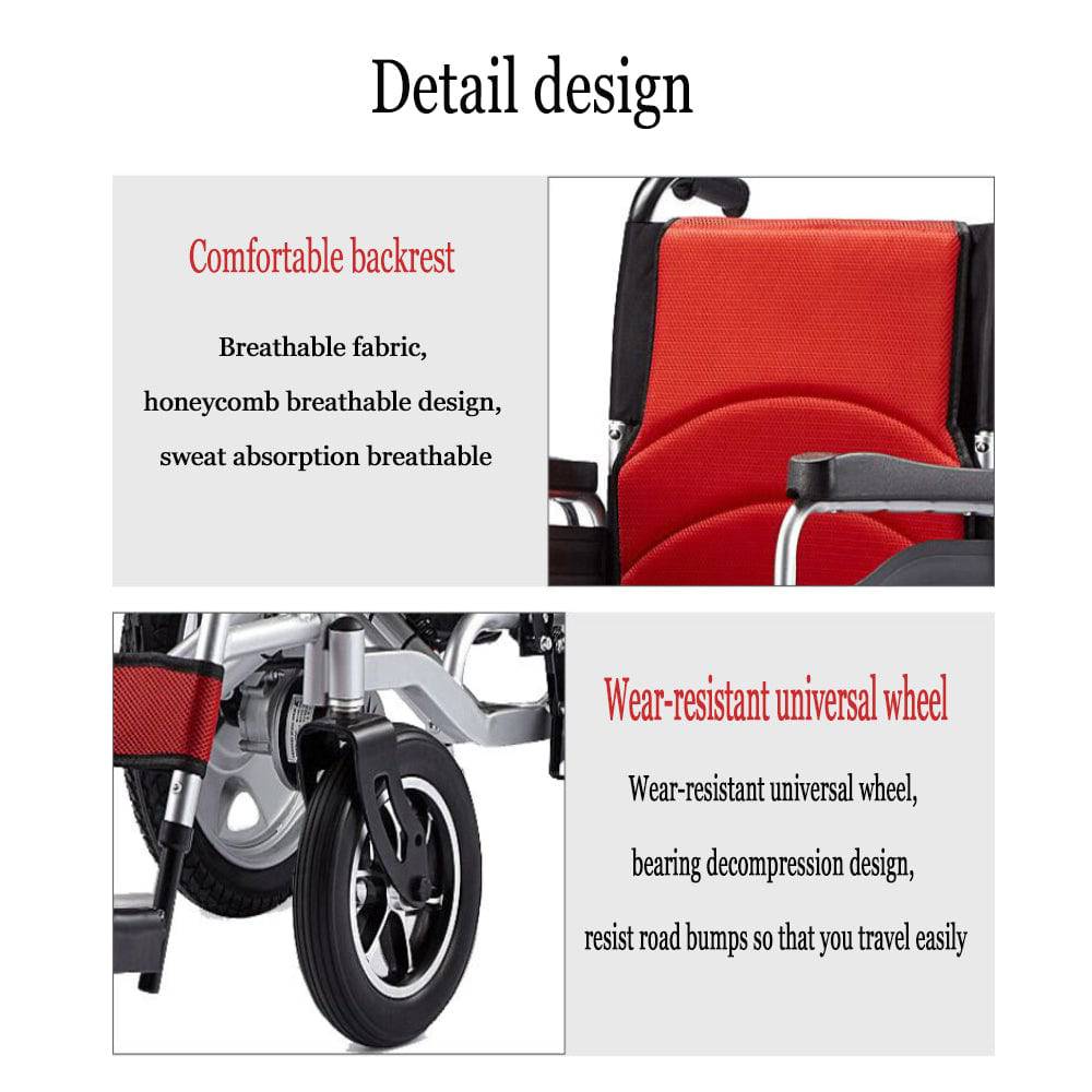 COOLBABY ZZR-E300E  Portable adult electric wheelchair, folding special mobility wheelchair, front wheel with shock absorption, equipped with two 250W brush high power motors - COOL BABY